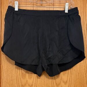 lunya Black Tulip Layered  100% Silk Sleep Shorts